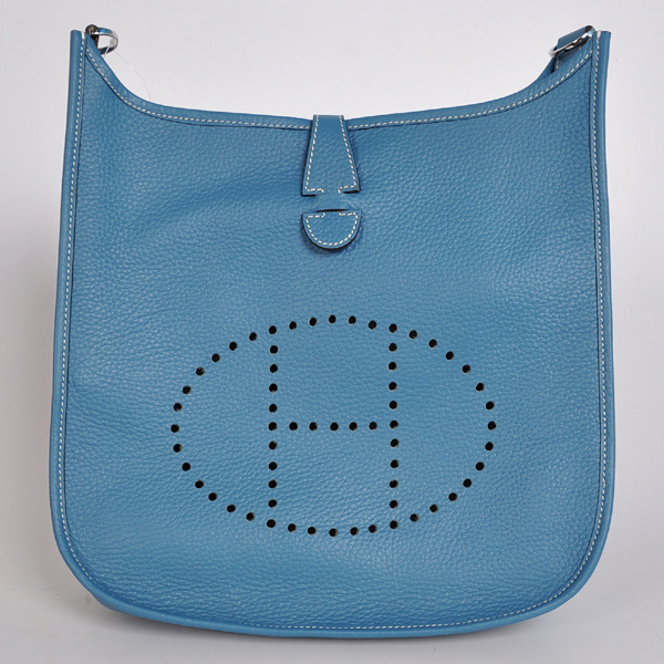 1042 Hermes 28 centimetri Evelyn borsa in pelle clemence in Medium Blue